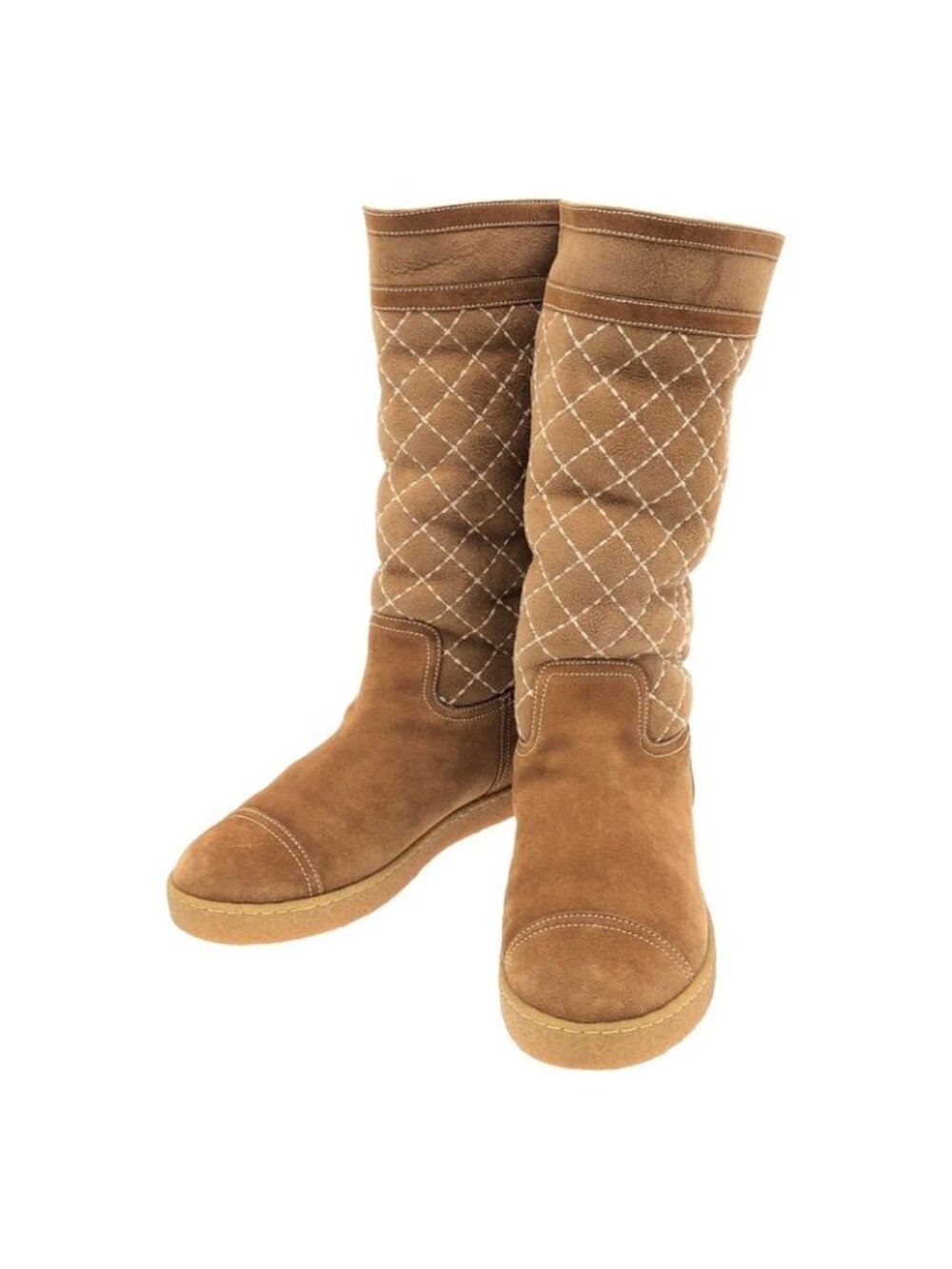 Chanel Moutonboa Boots Brown 37.5 - Picture 1 of 6